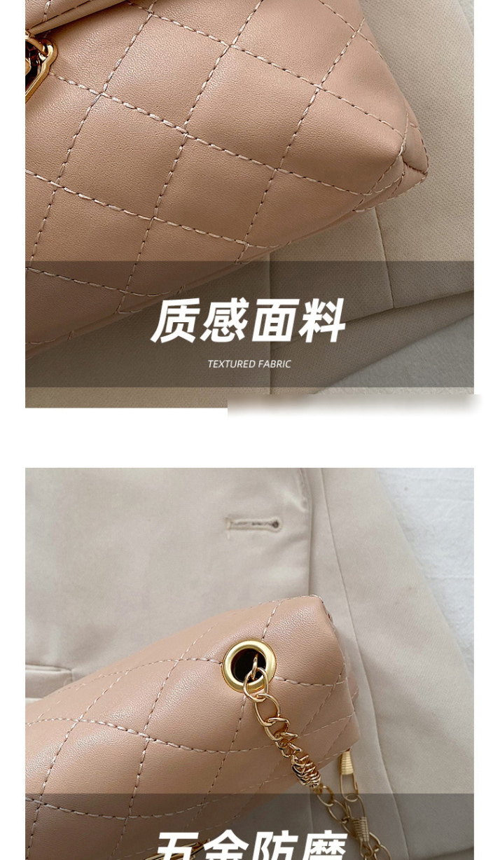 Fashion Beige Pu Diamond Lock Flap Crossbody Bag,Shoulder bags