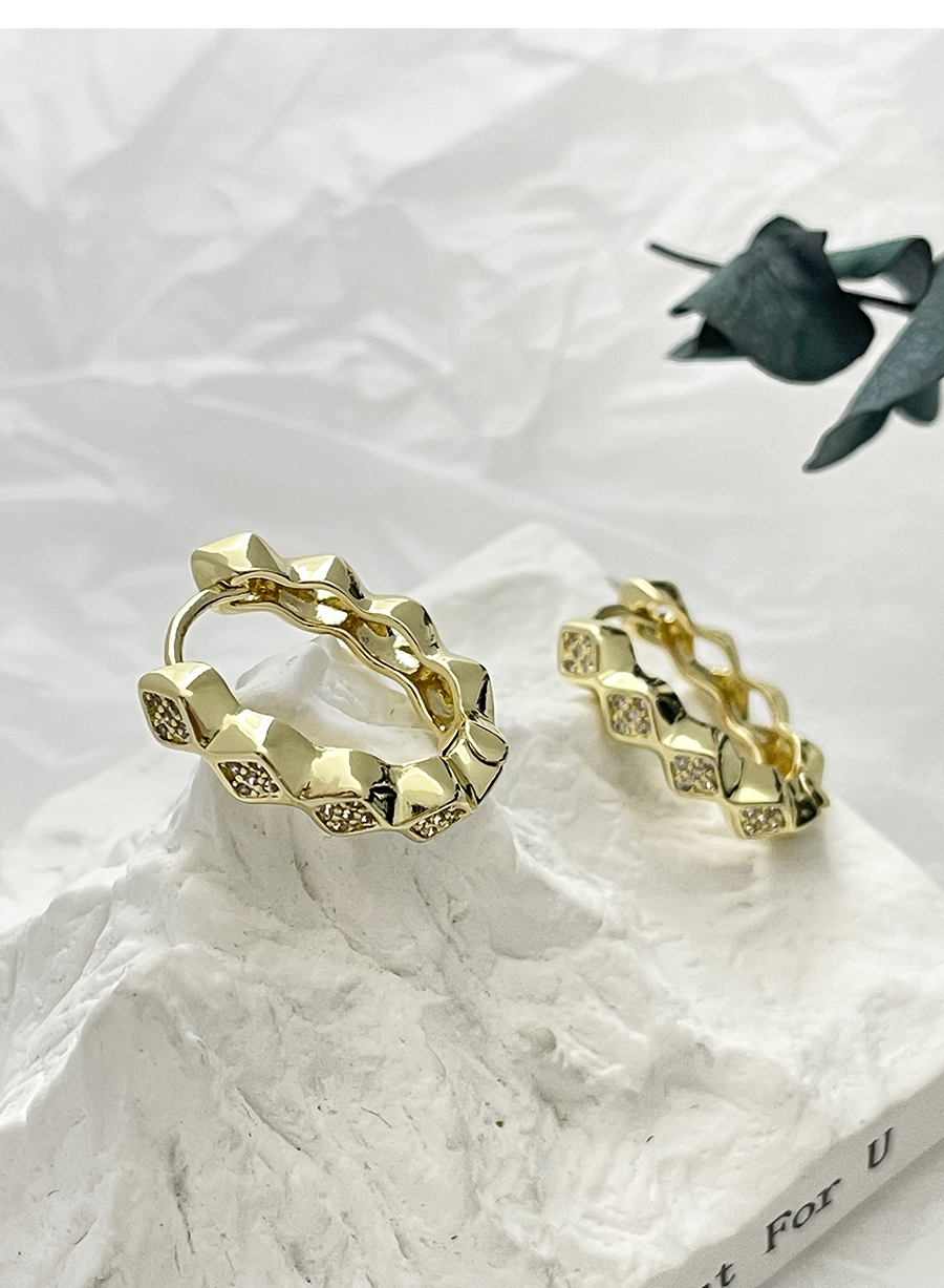 Fashion Gold Brass Set Zircon Diamond Earrings,Earrings
