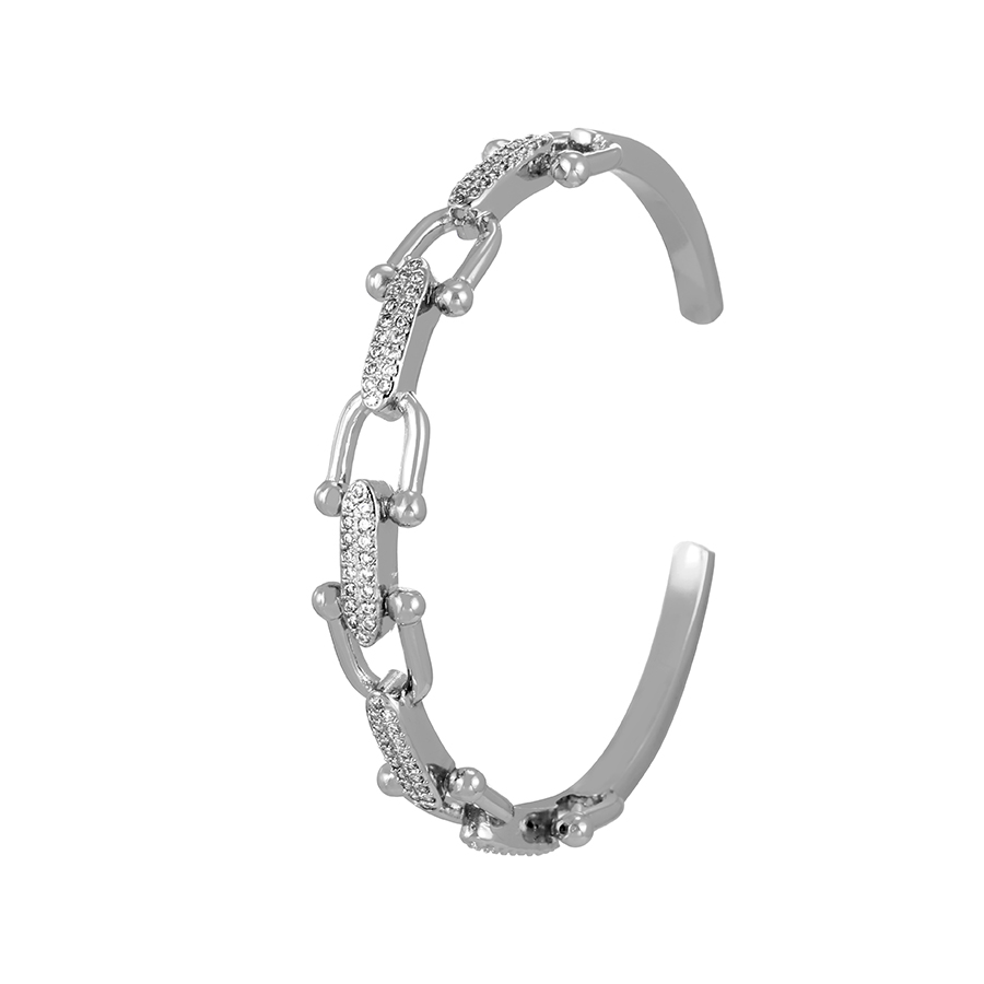 Fashion Silver Copper Zircon Geometric Bracelet,Bracelets