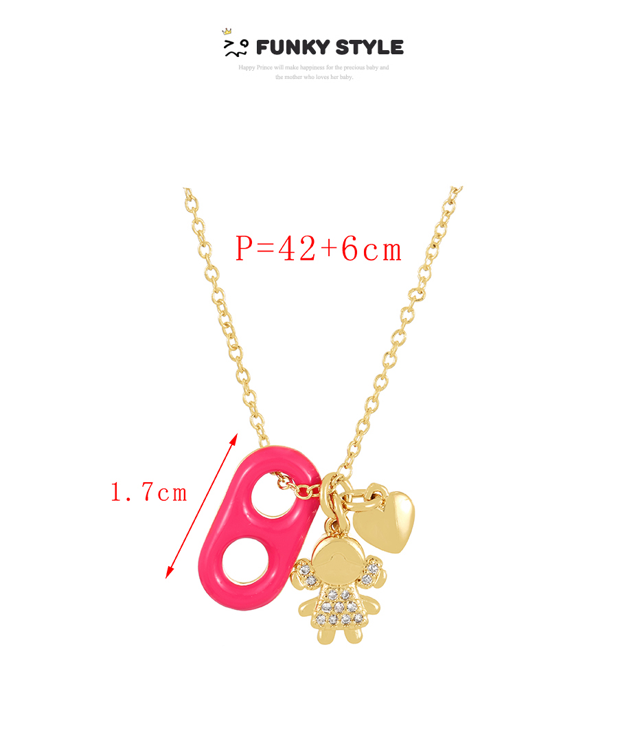 Fashion Gold Bronze Inlaid Zircon Girl Love Dripping Oil Pig Nose Pendant Necklace,Necklaces