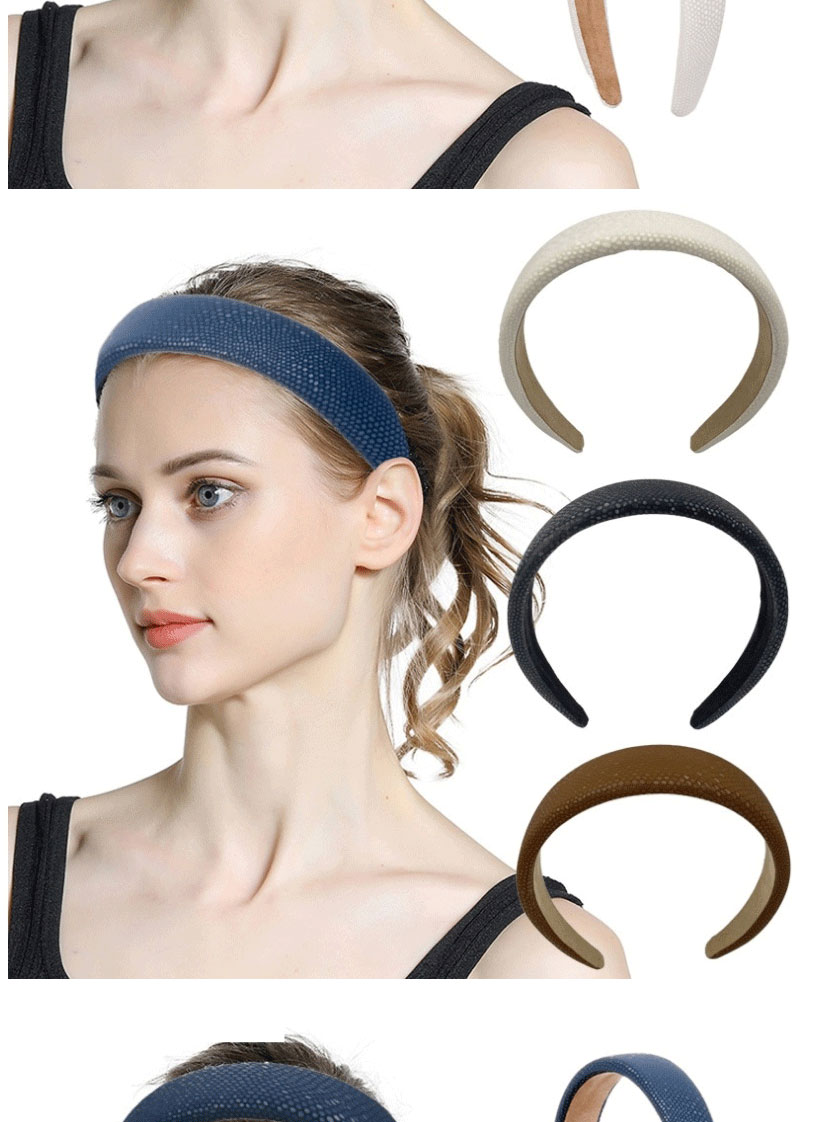 Fashion Black Pu Leather Sponge Snake Pattern Wide-brimmed Headband,Head Band