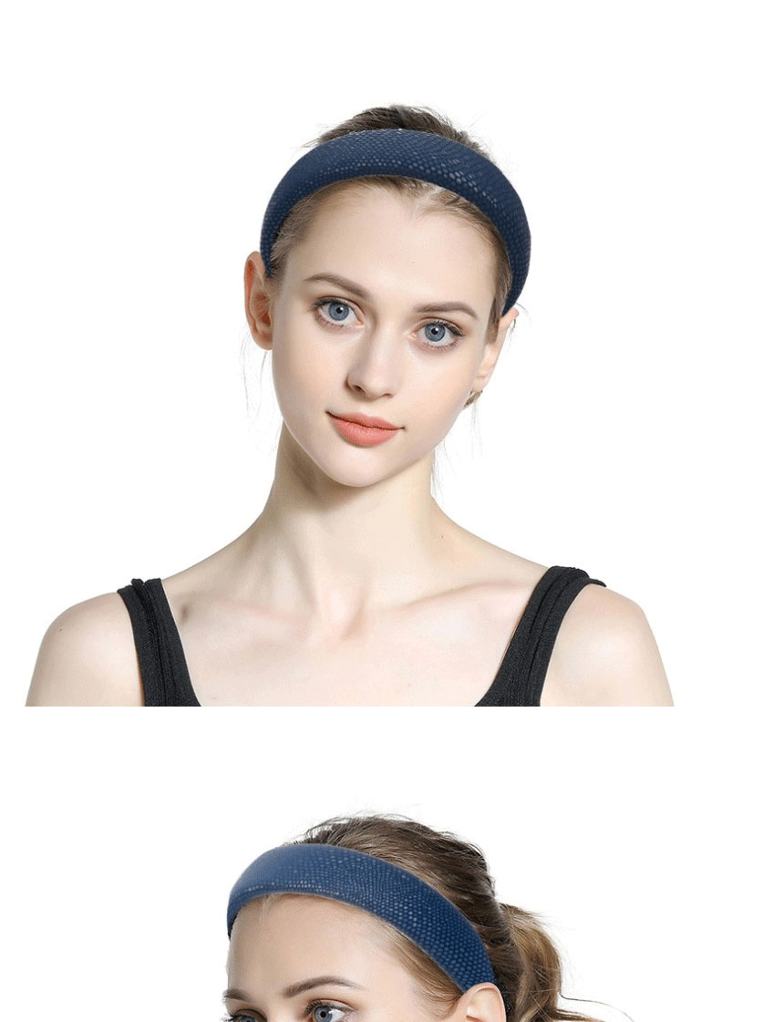 Fashion Blue Pu Leather Sponge Snake Pattern Wide-brimmed Headband,Head Band