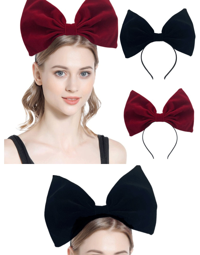Fashion Red Solid Color Velvet Large Bow Headband,Head Band