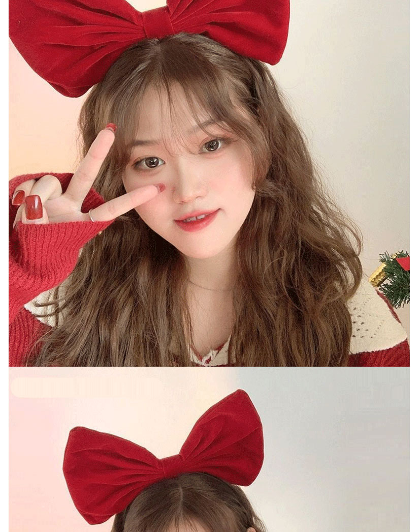 Fashion Red Solid Color Velvet Large Bow Headband,Head Band