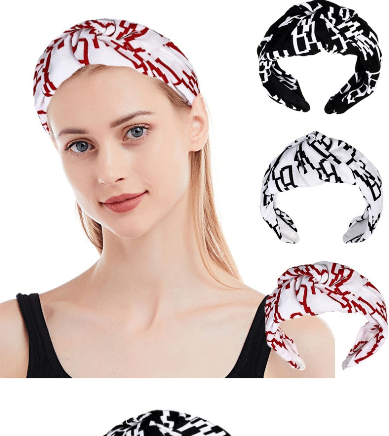 Fashion Red Fabric Print Knotted Wide-brimmed Headband,Head Band
