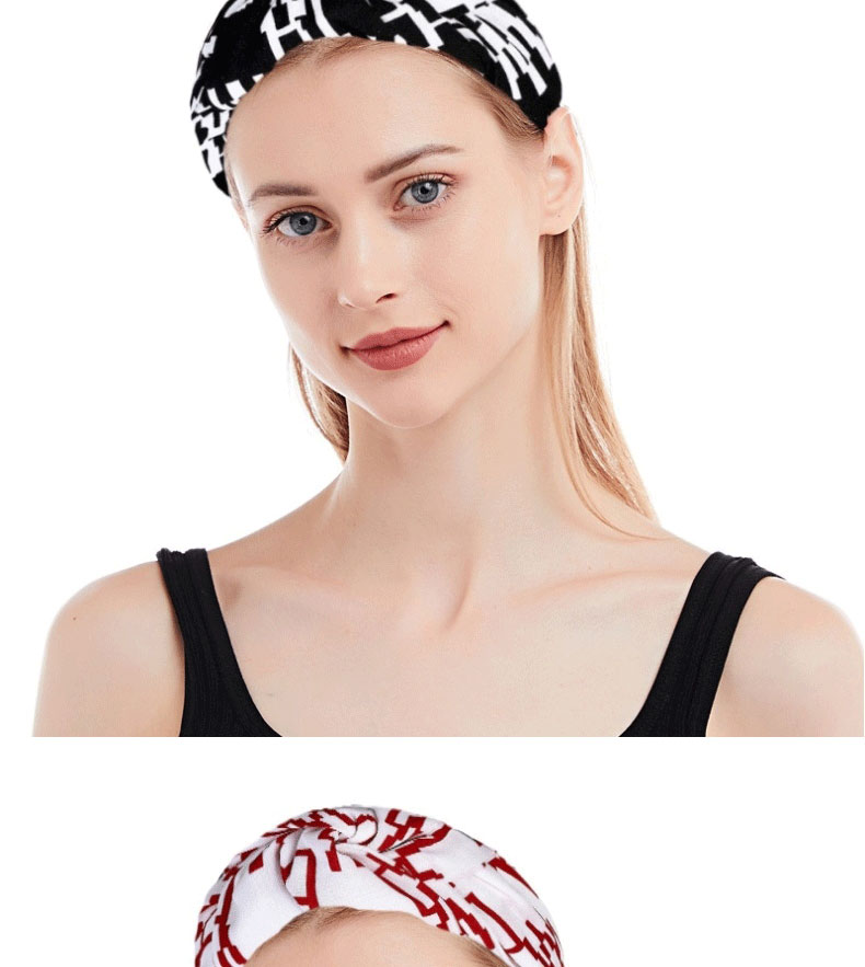 Fashion White Fabric Print Knotted Wide-brimmed Headband,Head Band