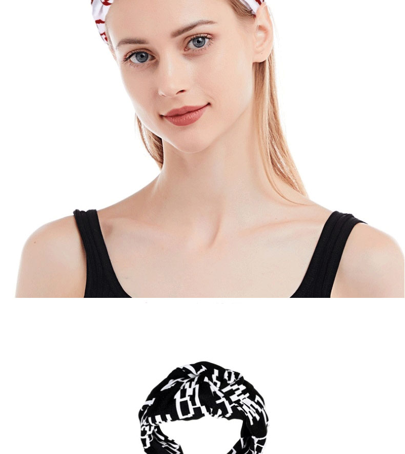 Fashion Black Fabric Print Knotted Wide-brimmed Headband,Head Band