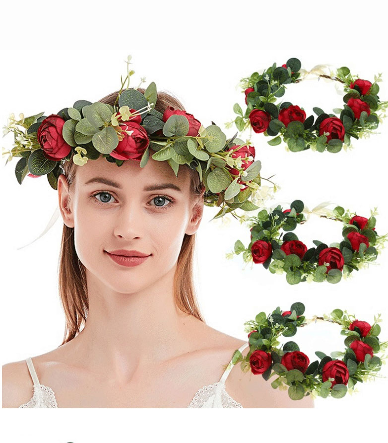 Fashion Color Simulation Rose Flower Wreath,Head Band