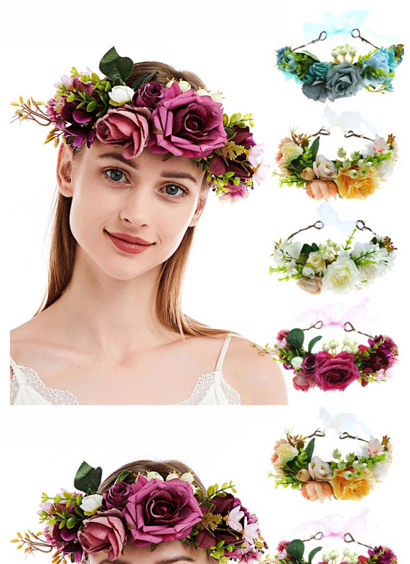 Fashion Blue Imitation Fabric Flower Wreath,Head Band