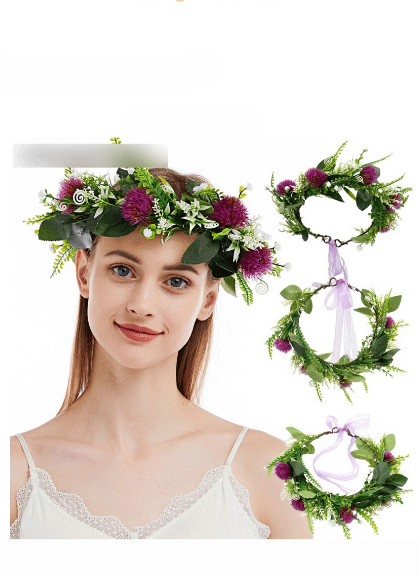 Fashion Purple Imitation Fabric Flower Wreath,Head Band