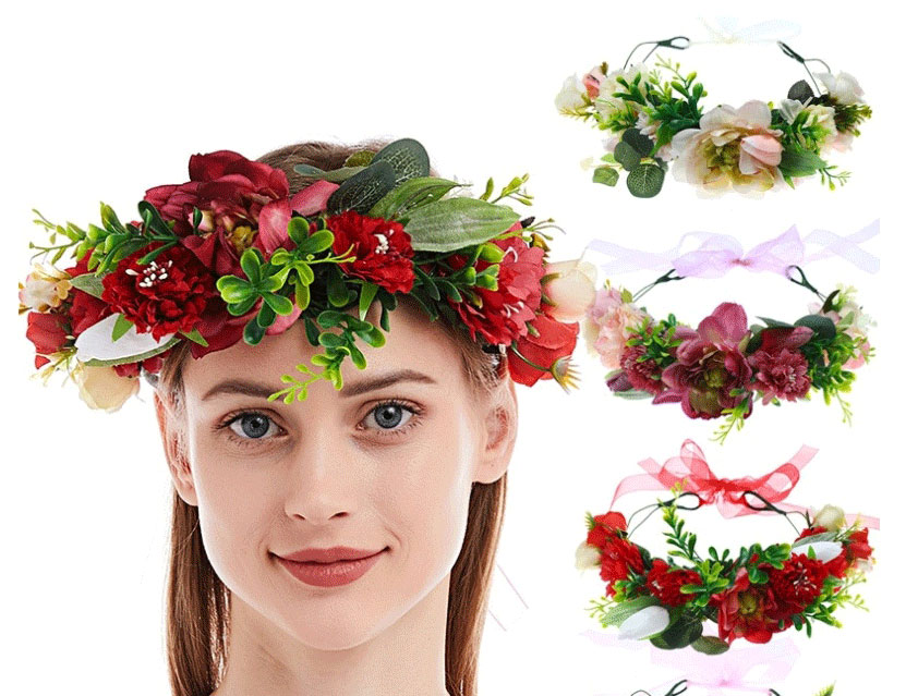 Fashion 3 Pink Imitation Fabric Flower Wreath,Head Band