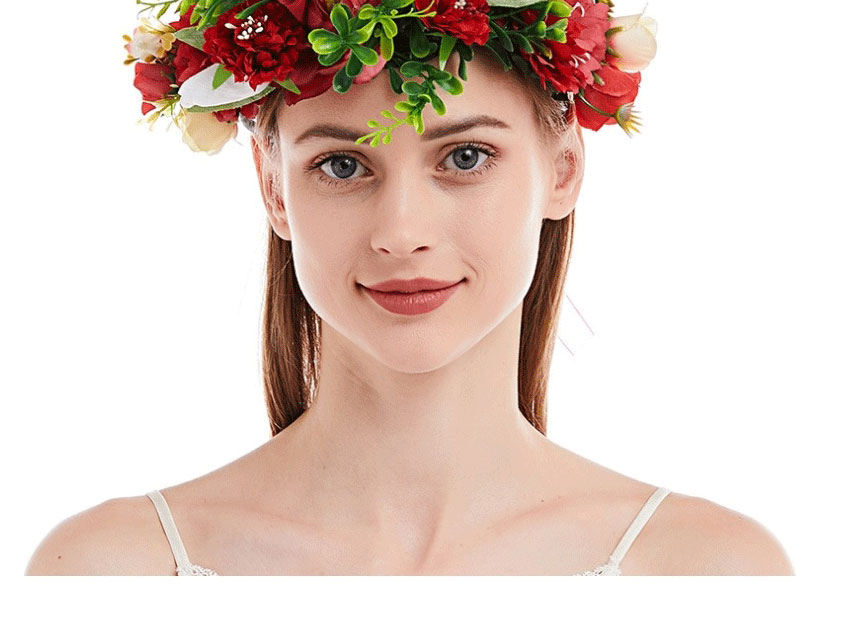 Fashion 4 Rose Red Imitation Fabric Flower Wreath,Head Band