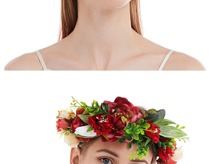 Fashion 5 Red Imitation Fabric Flower Wreath,Head Band