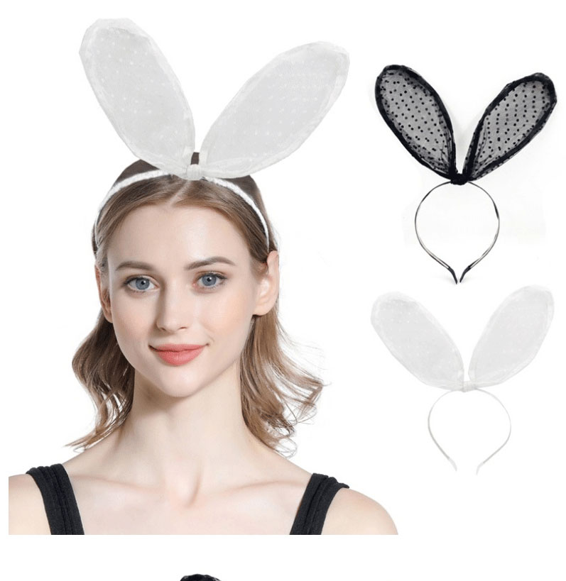 Fashion Black Polka Dot Lace Rabbit Ear Headband,Head Band