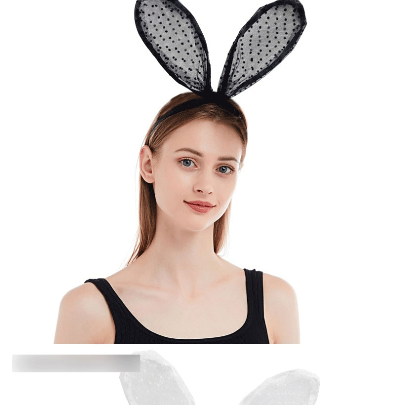 Fashion White Polka Dot Lace Rabbit Ear Headband,Head Band