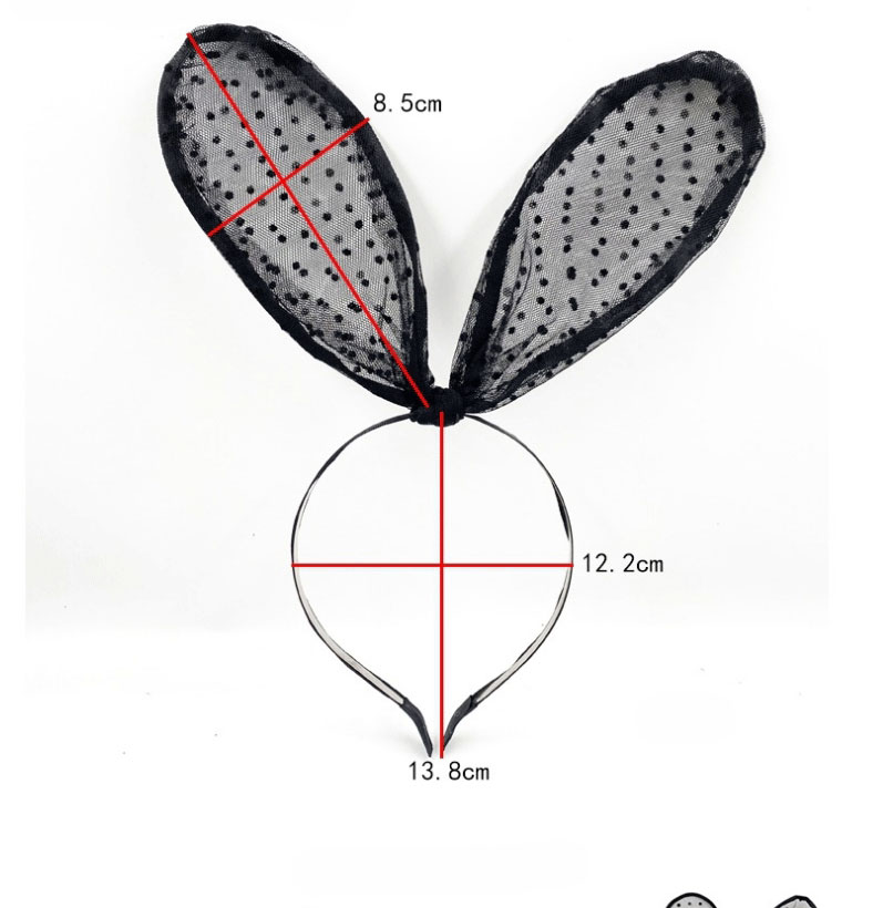 Fashion Black Polka Dot Lace Rabbit Ear Headband,Head Band