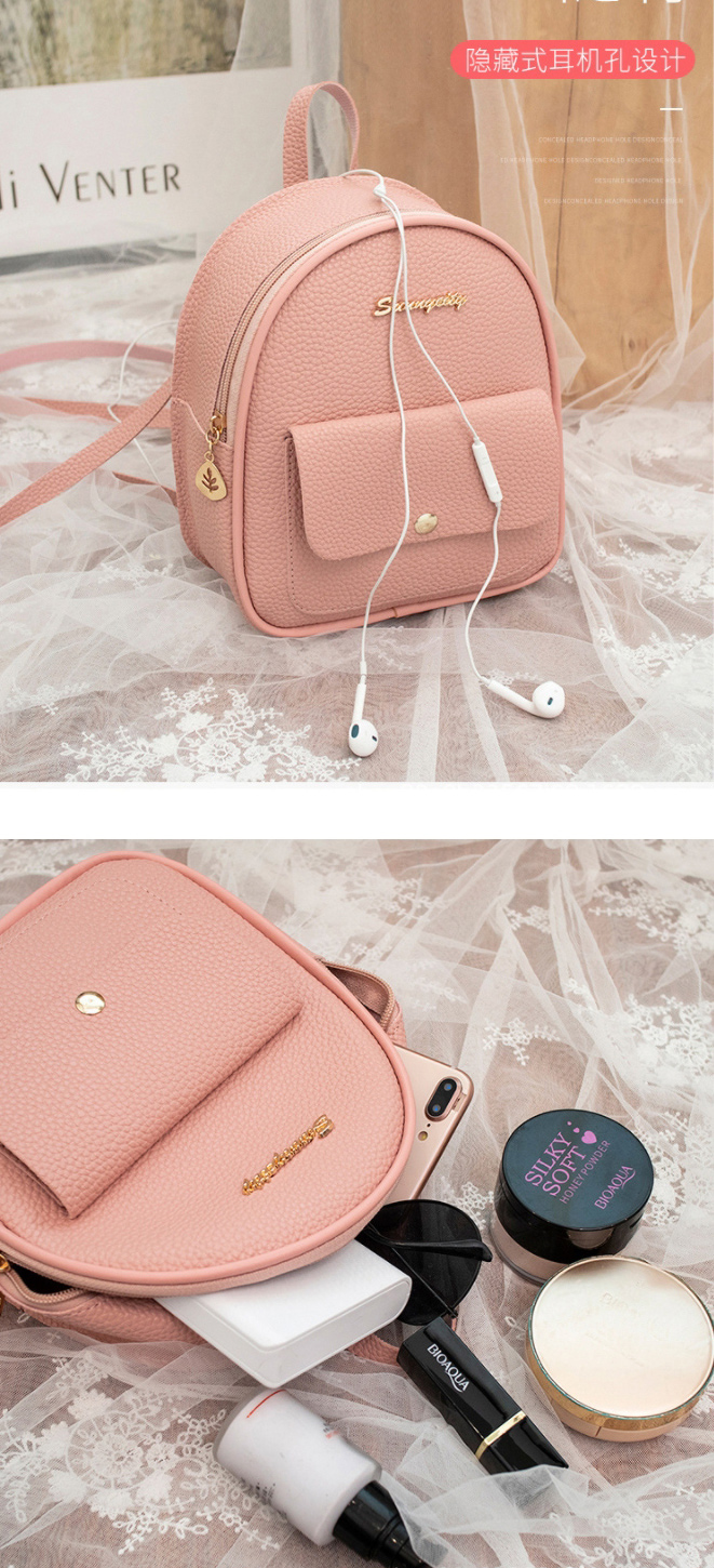 Fashion Pink Pu Geometric Letter Logo Large Capacity Backpack,Backpack