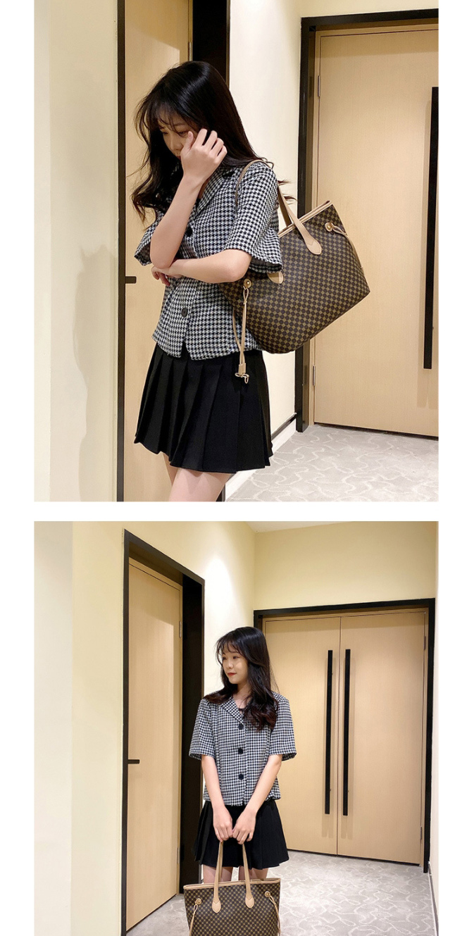 Fashion Brown Pu Print Large Capacity Shoulder Bag,Messenger bags