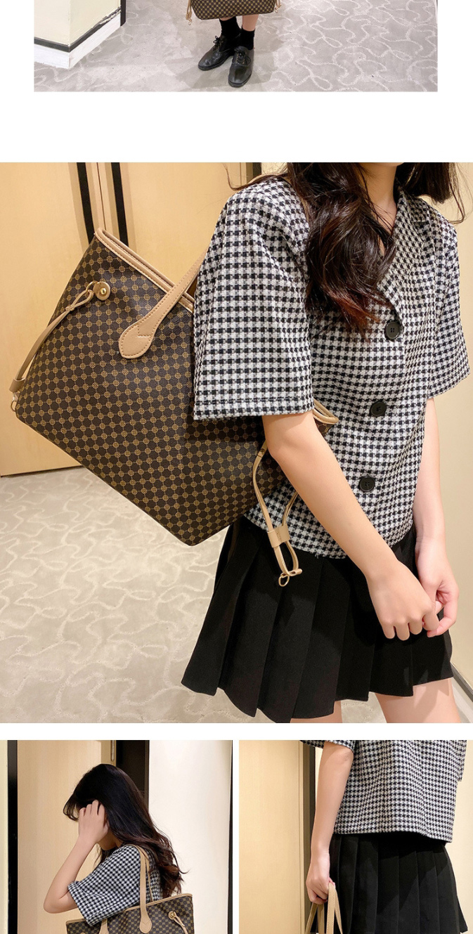 Fashion Apricot Pu Print Large Capacity Shoulder Bag,Messenger bags