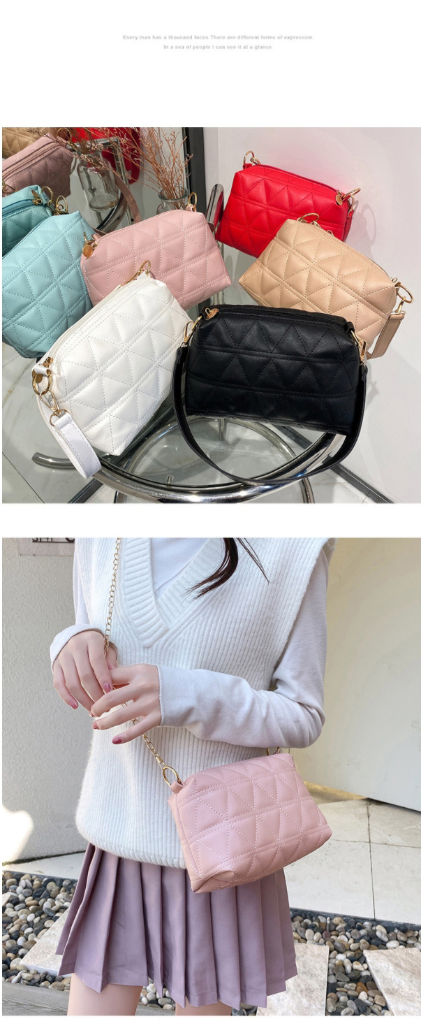 Fashion Khaki Plaid 2 Pu Diamond Embroidery Thread Large Capacity Messenger Bag,Shoulder bags
