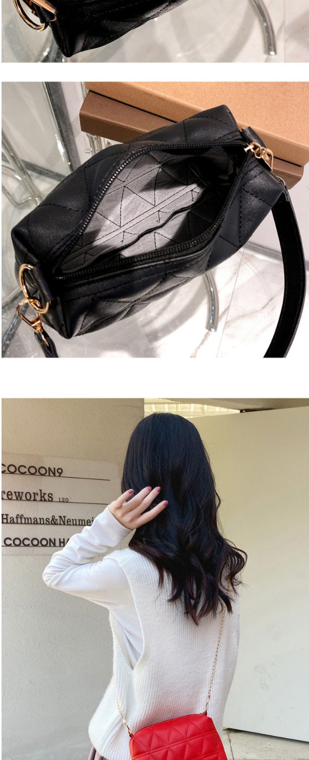 Fashion Black Plaid 1 Pu Diamond Embroidery Thread Large Capacity Messenger Bag,Shoulder bags