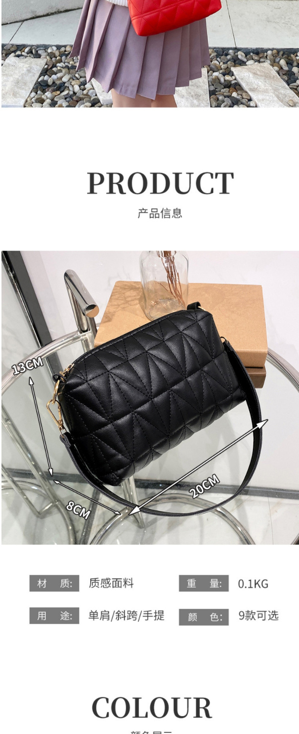 Fashion Black Plaid 1 Pu Diamond Embroidery Thread Large Capacity Messenger Bag,Shoulder bags