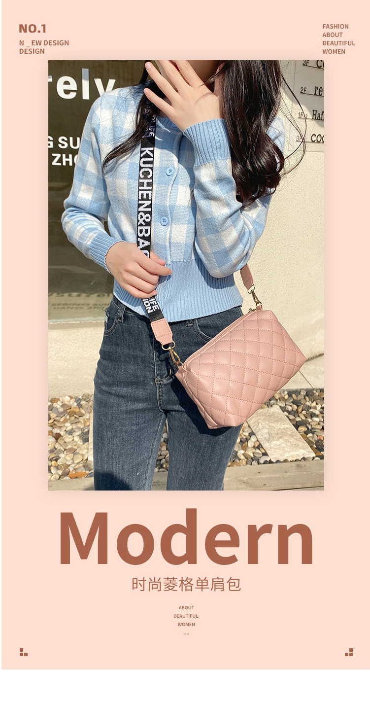 Fashion Pink Pu Rhombus Large-capacity Letter Shoulder Strap Messenger Bag,Shoulder bags