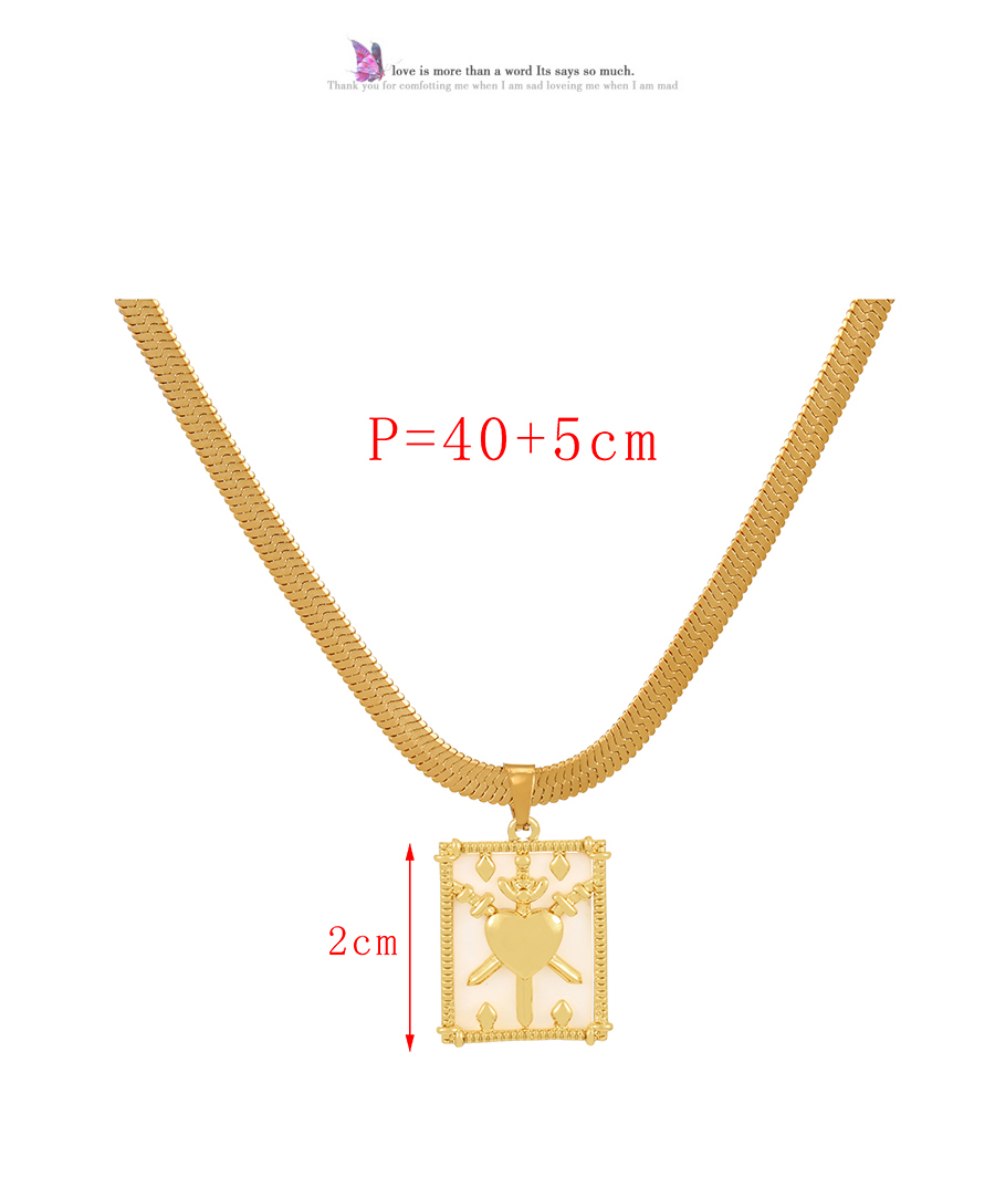 Fashion Gold-3 Bronze Zircon Shell Palm Square Pendant Titanium Steel Serpentine Necklace,Necklaces