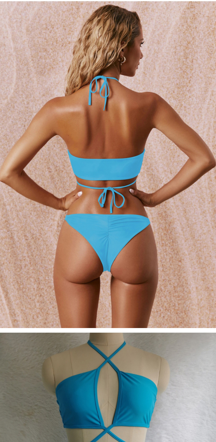 Fashion Brown Polyester Cross Halter Cutout Split Swimsuit,Bikini Sets