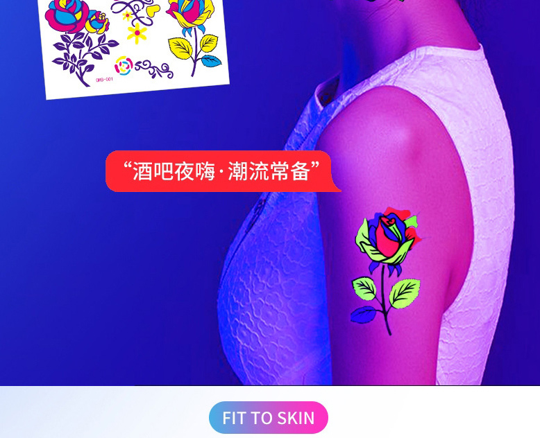 Fashion 6# Fluorescent Butterfly Flower Waterproof Eco-friendly Tattoo Stickers,Stickers/Tape