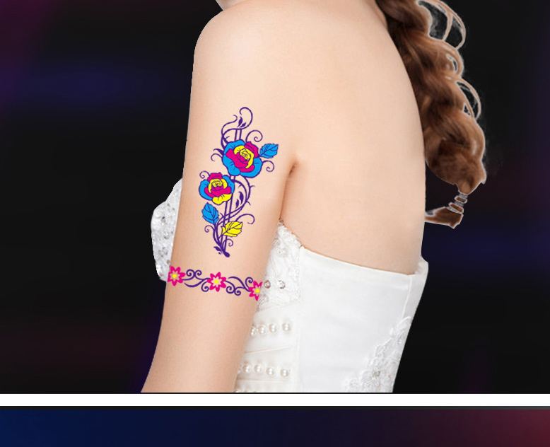 Fashion 1# Fluorescent Butterfly Flower Waterproof Eco-friendly Tattoo Stickers,Stickers/Tape
