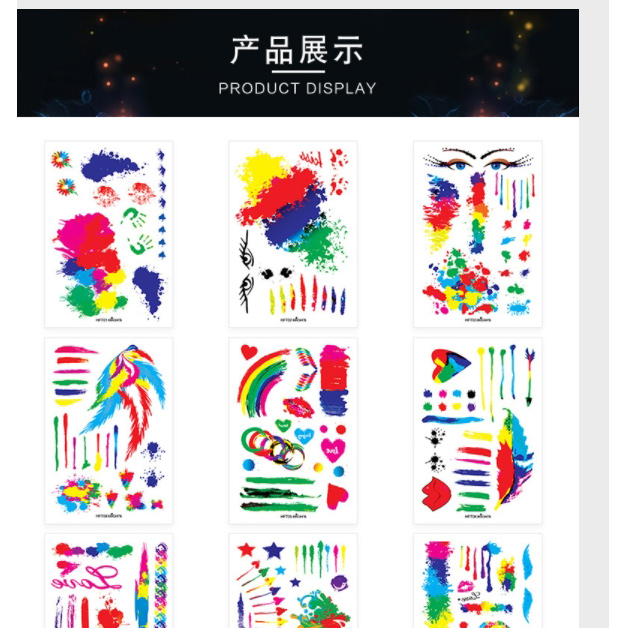 Fashion Hft-007 Rainbow Doodle Waterproof Tattoo Sticker,Stickers/Tape