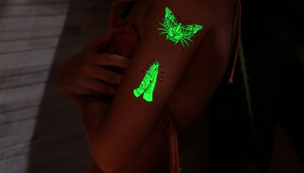 Fashion Luminous Green Yb-005 Geometric Luminous Water Transfer Tattoo Sticker,Stickers/Tape