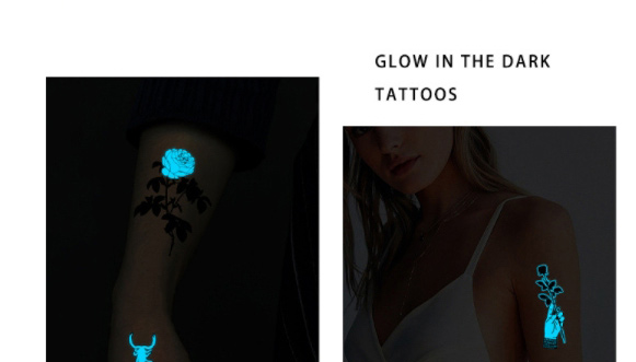 Fashion Luminous Blue Yc-010 Geometric Luminous Tattoo Sticker,Stickers/Tape