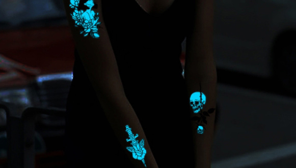Fashion Luminous Blue Yc-007 Geometric Luminous Tattoo Sticker,Stickers/Tape