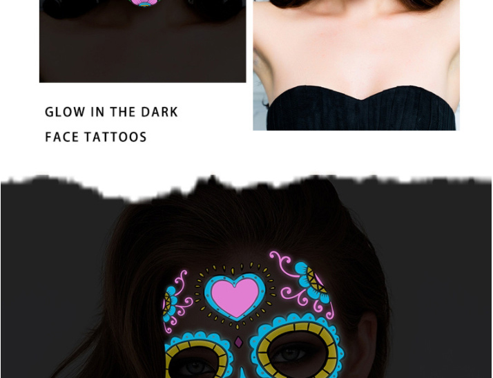 Fashion The Fcy005-008 Combination Set Is Specially Shot And The Total Number Of Shots Is Noted For The Combination Method Otherwise It Will Be Randomly Mixed Halloween Two-color Luminous Tattoo Stickers,Stickers/Tape