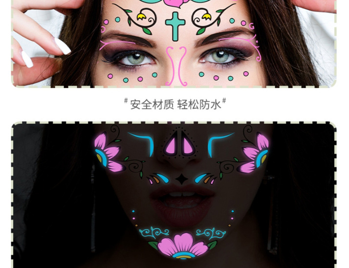 Fashion The Fcy005-008 Combination Set Is Specially Shot And The Total Number Of Shots Is Noted For The Combination Method Otherwise It Will Be Randomly Mixed Halloween Two-color Luminous Tattoo Stickers,Stickers/Tape
