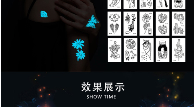 Fashion Noctilucent Blue Yc021-040 Combination Set Is Specially Shot The Total Number Of Shots Placed In The Order Note The Combination Method Otherwise It Will Be Shipped Randomly Water Transfer Luminous Tattoo Stickers,Stickers/Tape