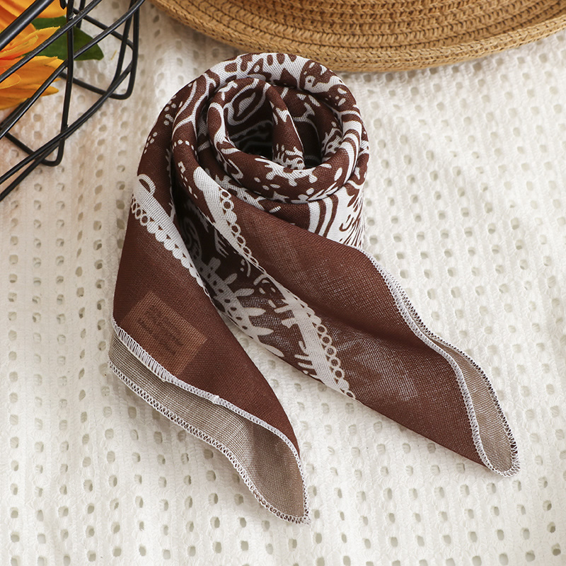 Fashion Brown Cotton And Linen Print Scarf,Thin Scaves