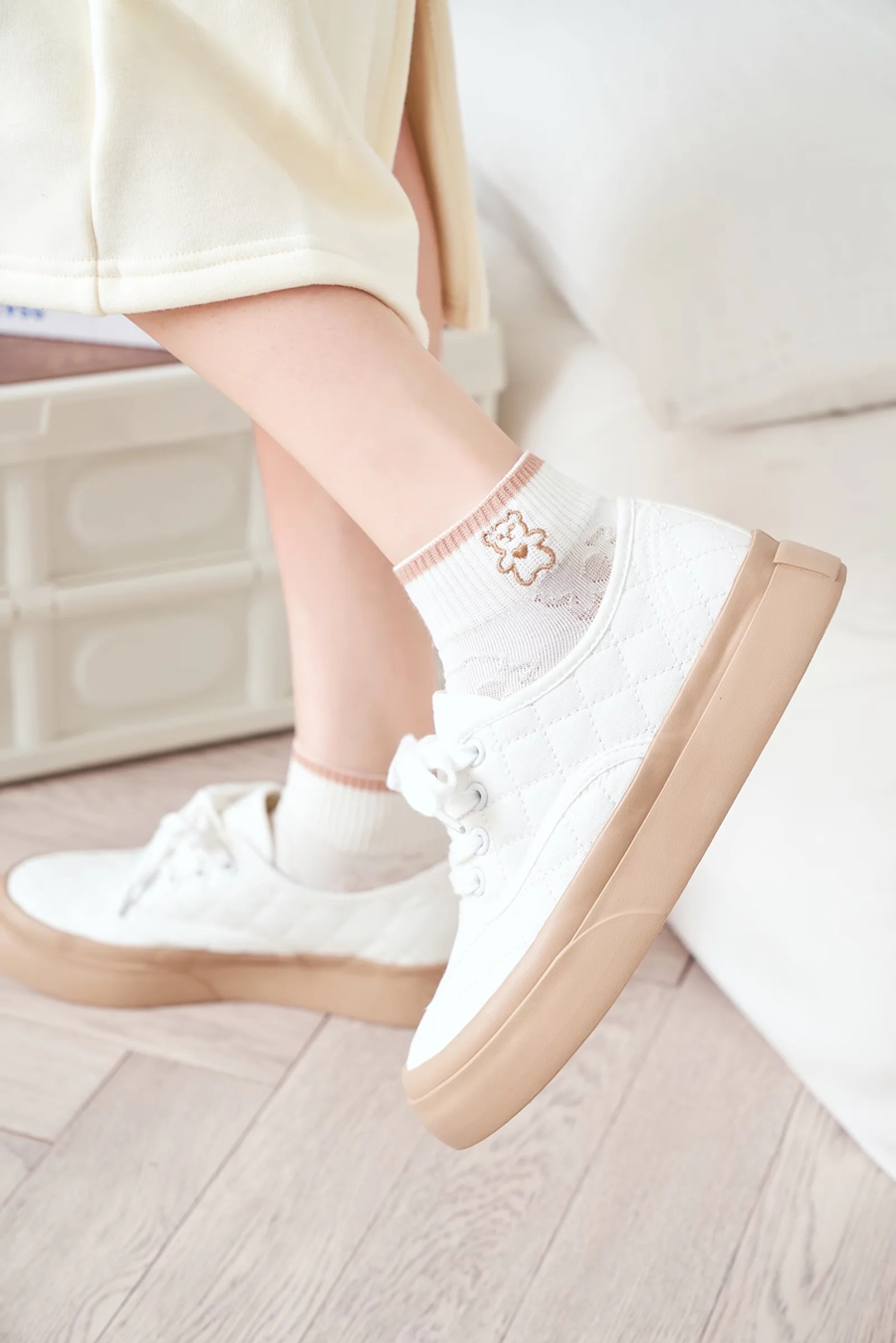 Fashion 5 Pairs Bear Letter Embroidery Women