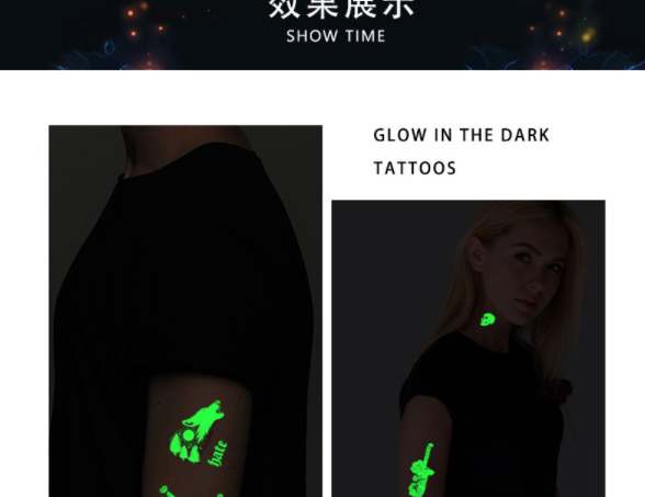 Fashion Luminous Green Yb-033 Water Transfer Luminous Tattoo Stickers,Stickers/Tape