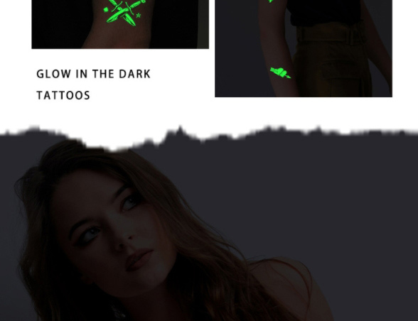 Fashion Luminous Green Yb-039 Water Transfer Luminous Tattoo Stickers,Stickers/Tape