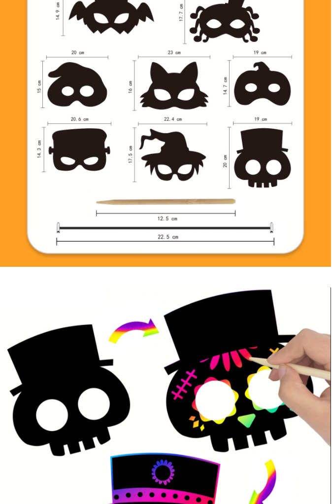 Fashion 8 Halloween Mask Scratch Cards Halloween Scratch,Stickers/Tape