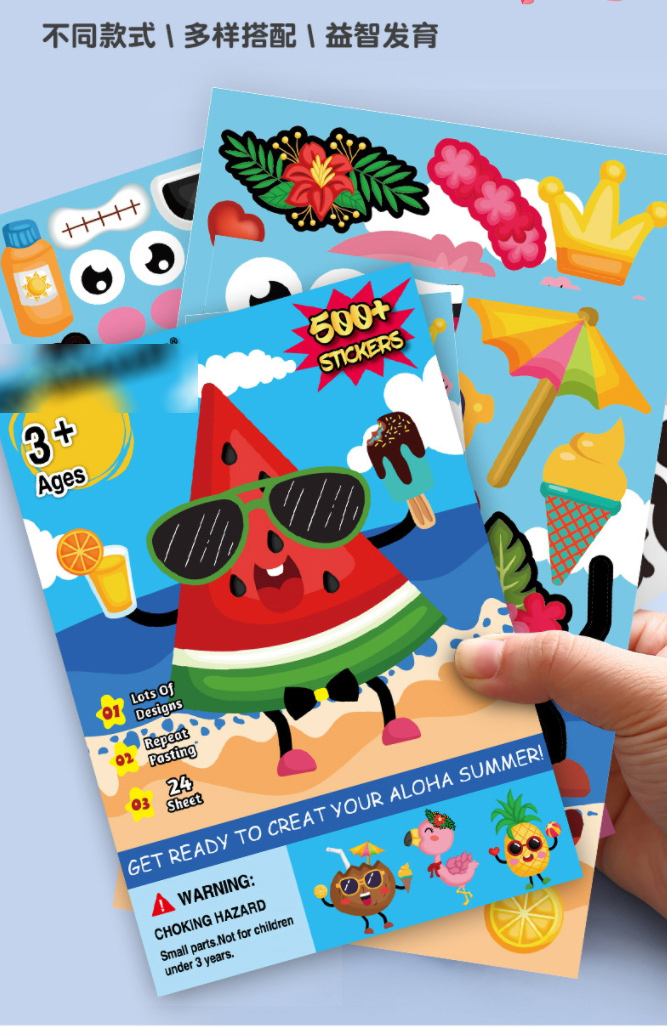 Fashion Sy Summer Beach Suit Cartoon Hawaiian Fruit Emoji Sticker,Stickers/Tape