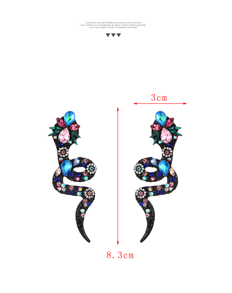 Fashion Black Alloy Diamond Snake Stud Earrings,Stud Earrings