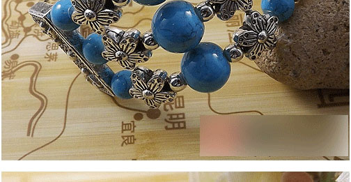 Fashion Color Alloy Flower Turquoise Beaded Multilayer Bracelet,Fashion Bangles