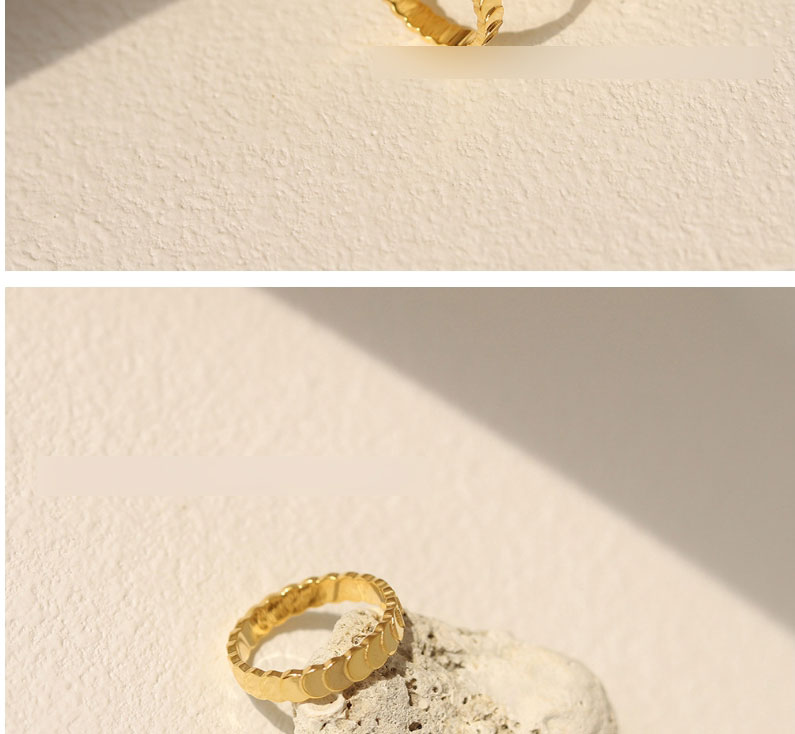 Fashion Gold Titanium Steel Laminated Mermaid Scale Ring,Rings