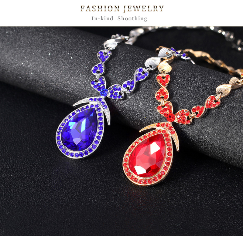 Fashion Gold Geometric Pear Stud Earrings Necklace Set,Jewelry Sets