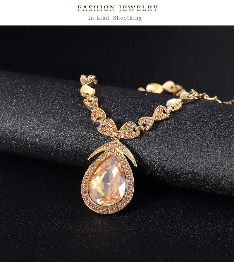 Fashion Gold Geometric Pear Stud Earrings Necklace Set,Jewelry Sets