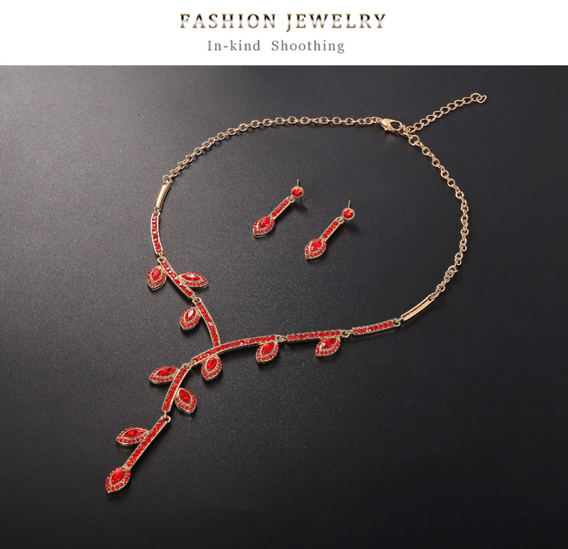Fashion Silver Geometric Diamond Drop Earrings Necklace Set,Jewelry Sets